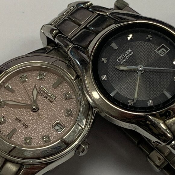 Ladies Citizen Eco Drive Watch Lot of 2 Black Gunmetal E011 & Pink S013 S. Komen main image 5